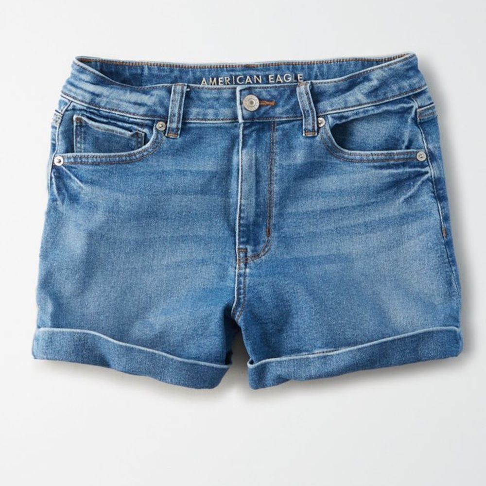 AE stretch denim Mom shorts